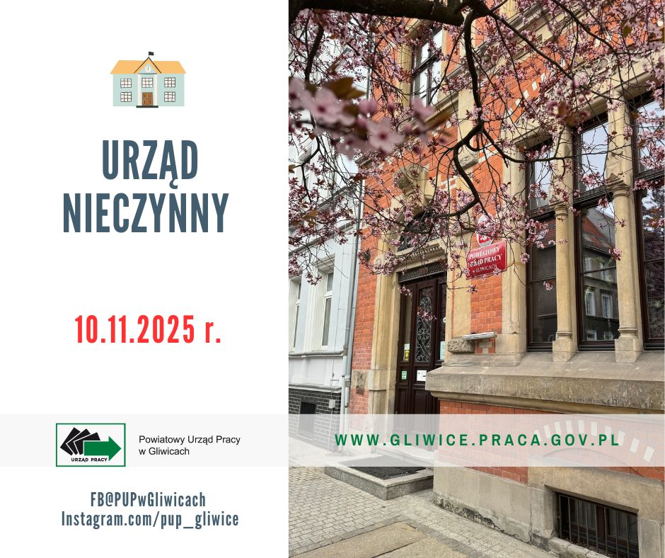 Zdjęcie artykułu Informacja o zamknięciu Urzędu Pracy w dniu 10.11.2025 r.